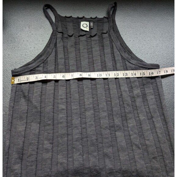 Akemi & Kin Kaden Ribbed Halter Top Black Knit Square Neck Lettuce Trim Medium - Picture 5 of 9